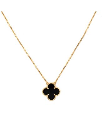  Vintage Alhambra Pendant Necklace 18K Gold and Onyx, 14 - 16.25"