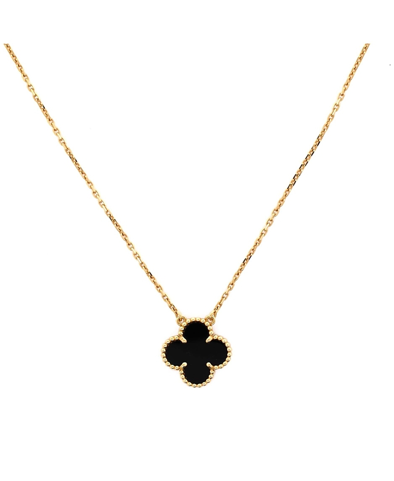 Click to view more detailed imagery on our partner's website Pre-owned Pre-owned Van Cleef & Arpels Van Cleef & Arpels Vintage Alhambra Pendant Necklace 18k Gold And Onyx, 14 - 16.25"