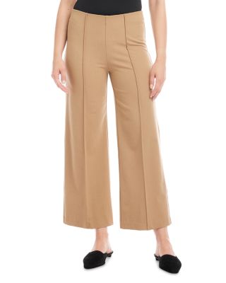 Cropped Pintuck Wide-Leg Pants