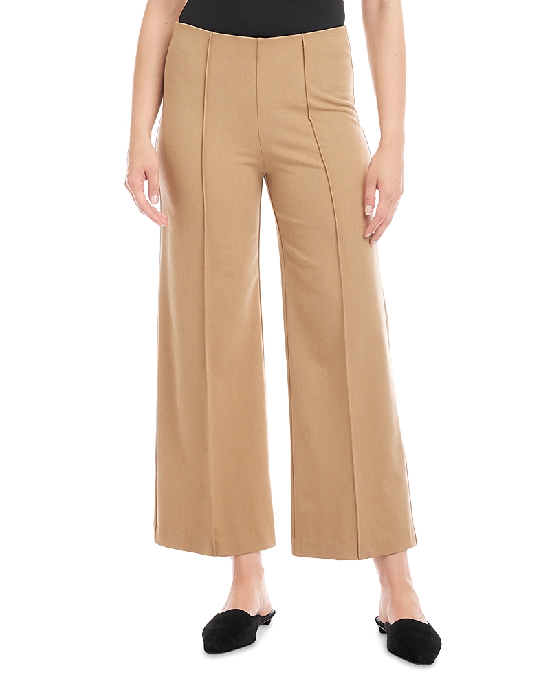 Karen Kane Cropped Pintuck Wide-leg Pants In Brown