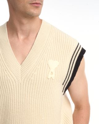 V-Neck Stripe Sleeveless Sweater