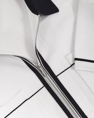 Baxter Short Sleeve Zip Through Windowpane Texture Polo Shirt