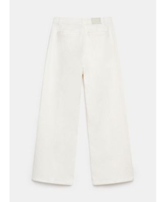 Women's White wash Embellished Wide Jeans