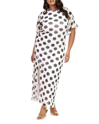 Large Polka Dot Ruched Side Maxi Dress