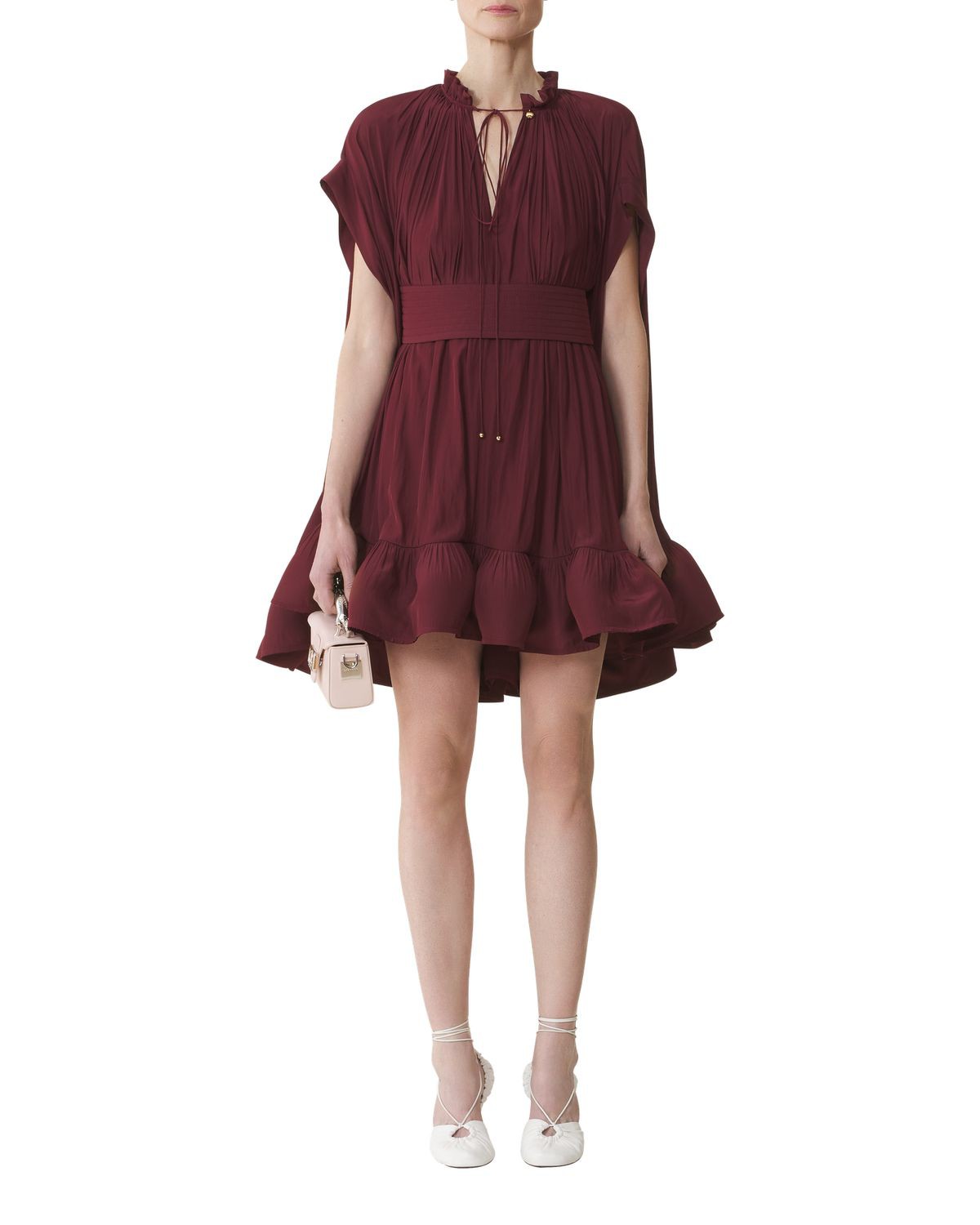 Lanvin Short Charmeuse Dress in Burgundy