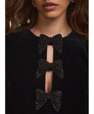 Women's Velvet Bow Midi Dress