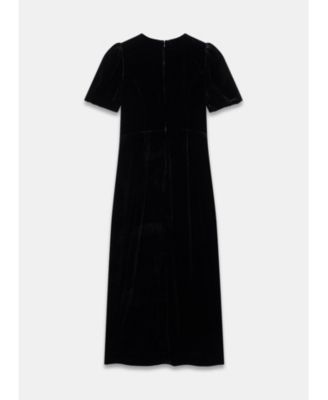Women's Velvet Bow Midi Dress