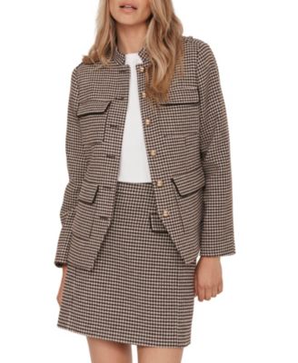 Women's Checked Military Jacket