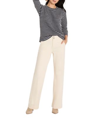 Texture Stripe Button Shoulder Top