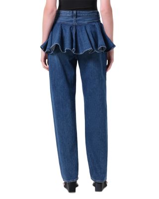 Peplum High Rise Straight Jeans in Peak