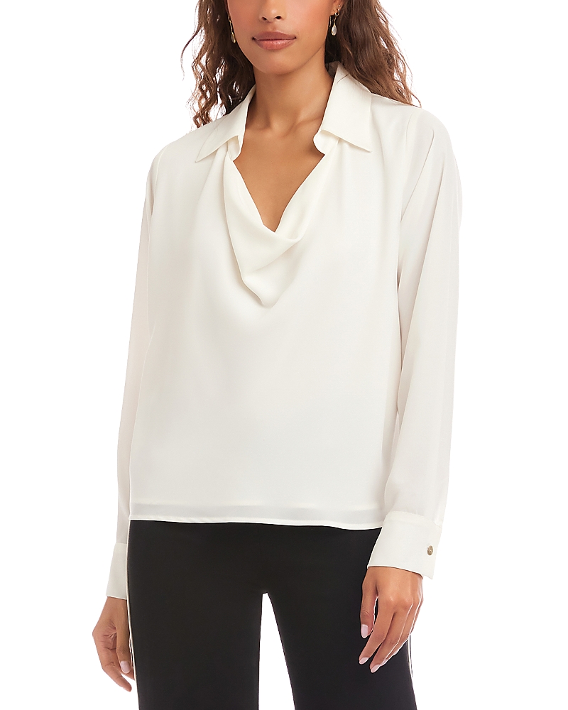 Karen Kane Long Sleeved Collared Cowl Neck Top
