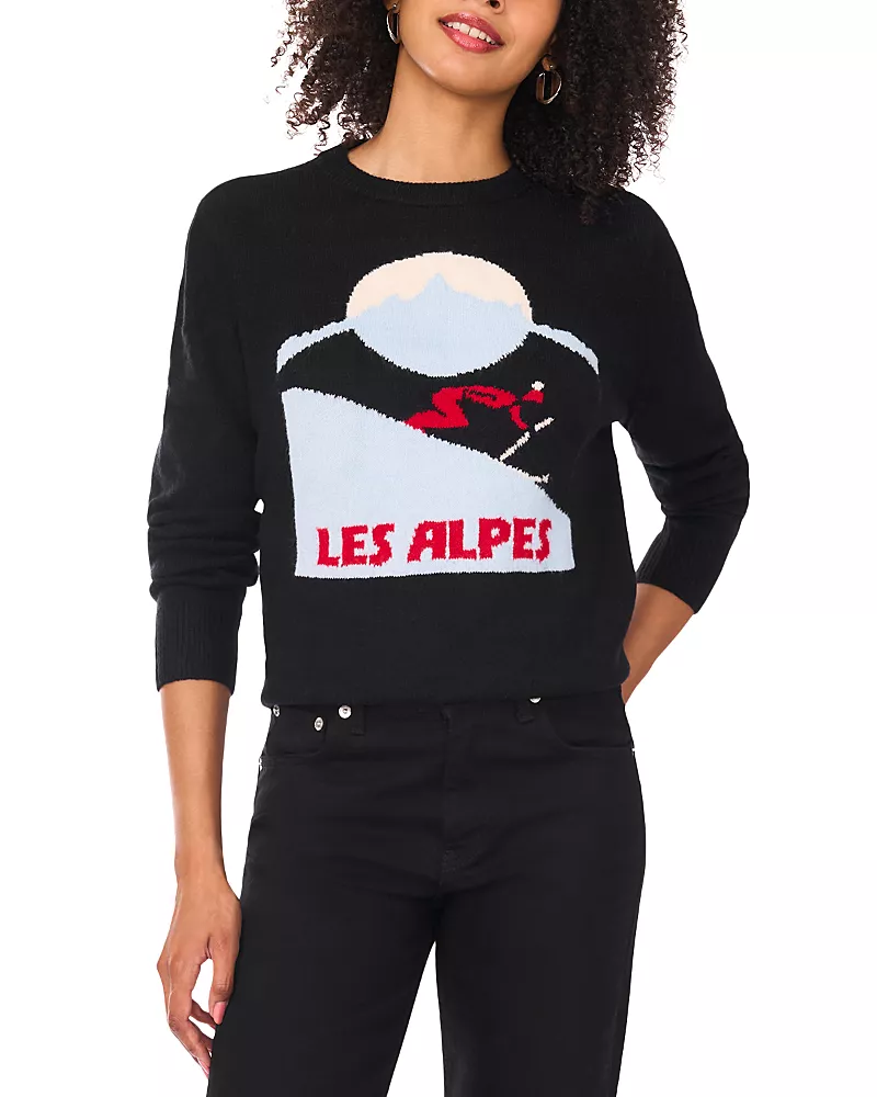 Vince Camuto Les Alpes Motif Crewneck Sweater