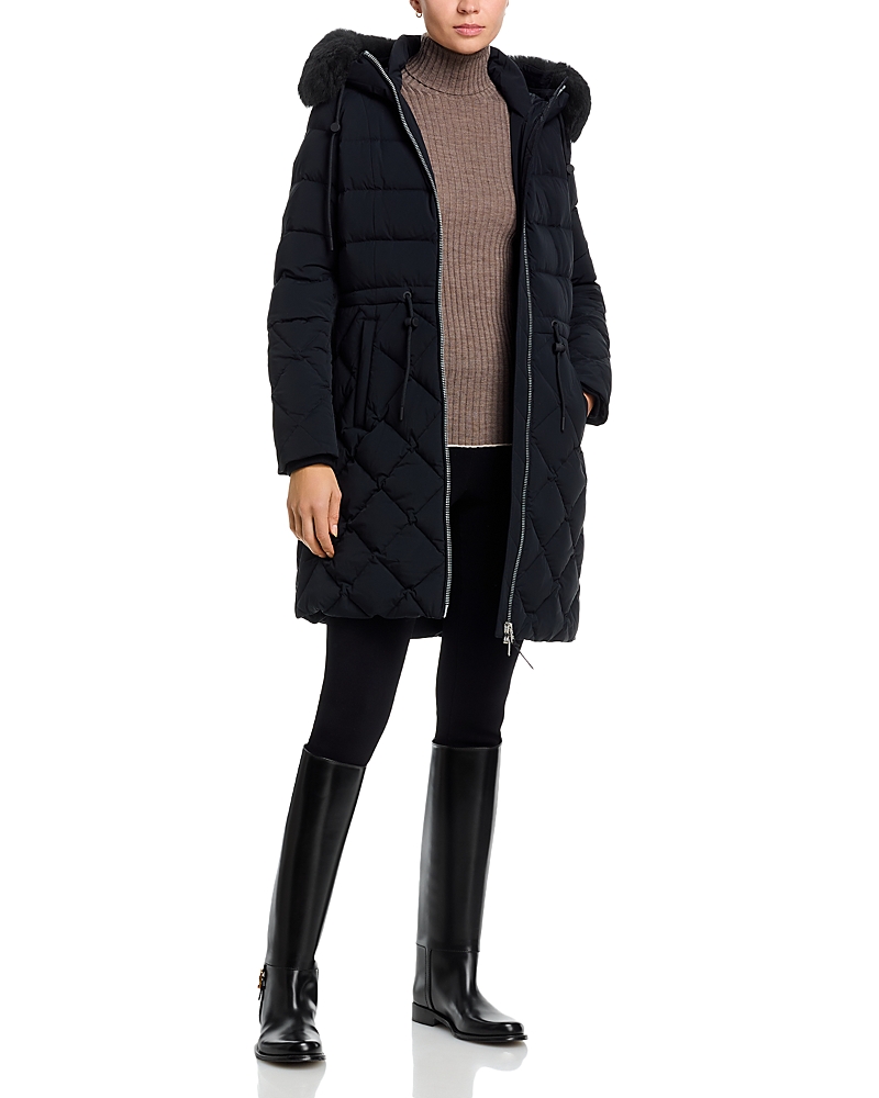 Mackage Shearling Trim Diamond Quilted Down Coat
