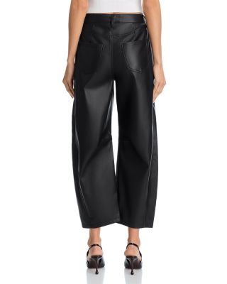 Faux Leather Barrel Leg Pants
