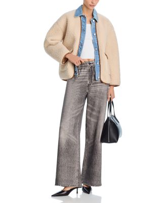 Mock Denim Wide Leg Pants