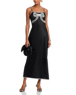 Isolie Lace Bow Crepe Maxi Dress