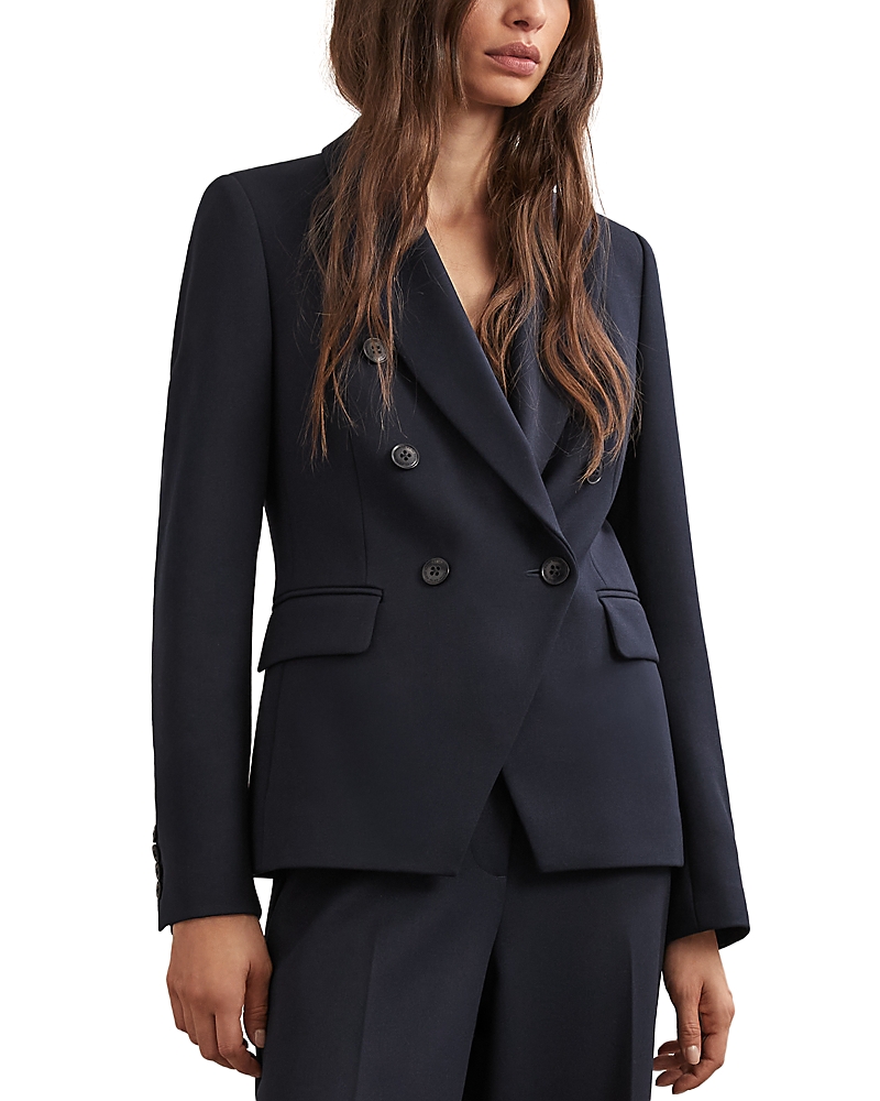 Reiss Double Breasted Blazer In Blue