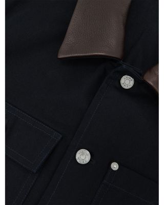 Leather Collar Denim Jacket