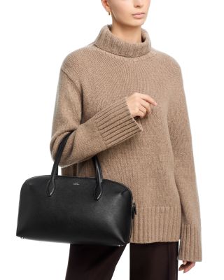 Large Grained-Leather Day Tote in Black 