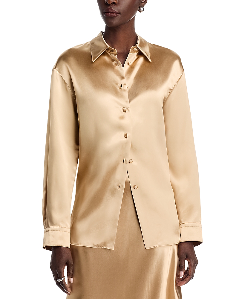 Lafayette 148 Fitted Cinched Waist Shirt In Gold