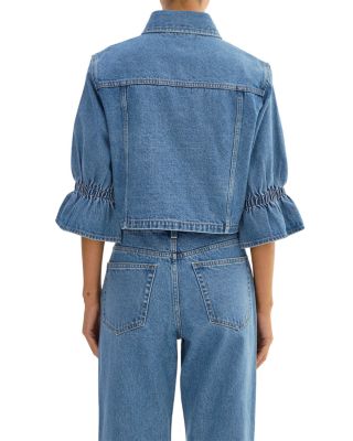 Ruffle Sleeve Denim Jacket