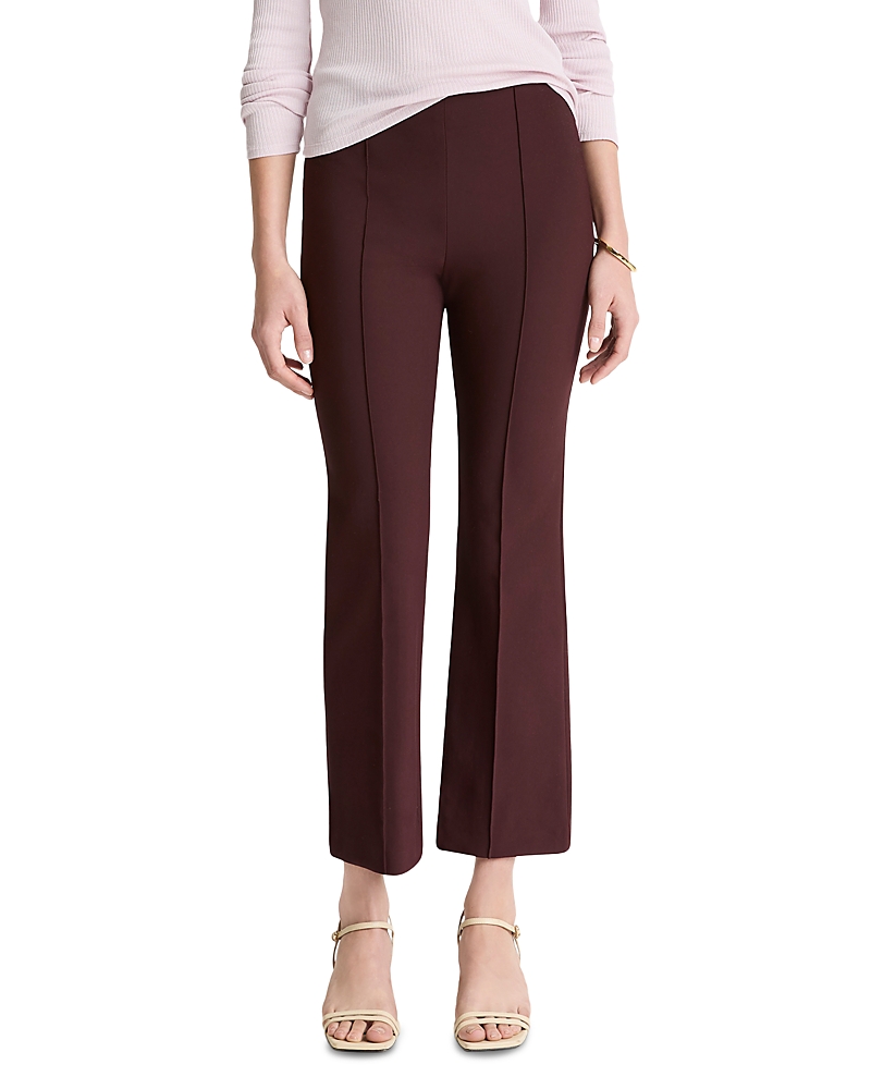 Vince Mid Rise Pintucked Cropped Pants In Burgundy
