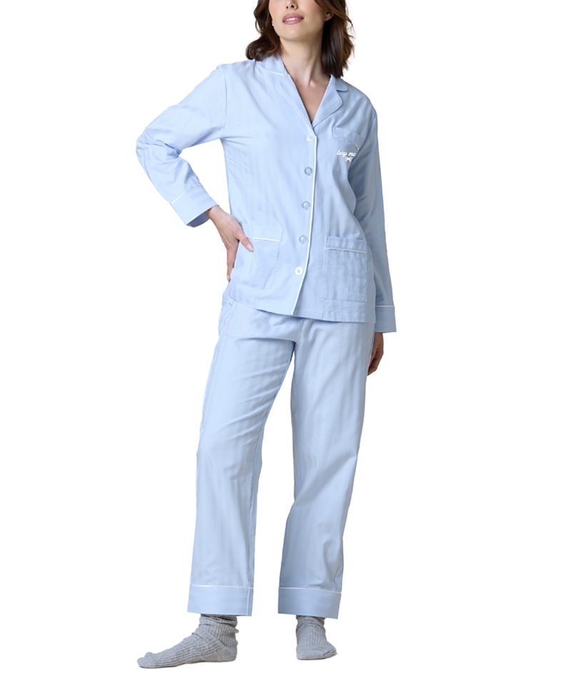 Kip. Boy Mom Premium Cotton Pajama Set In Blue