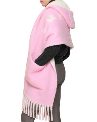  Logo Alpaca Wool Blend Hooded Scarf