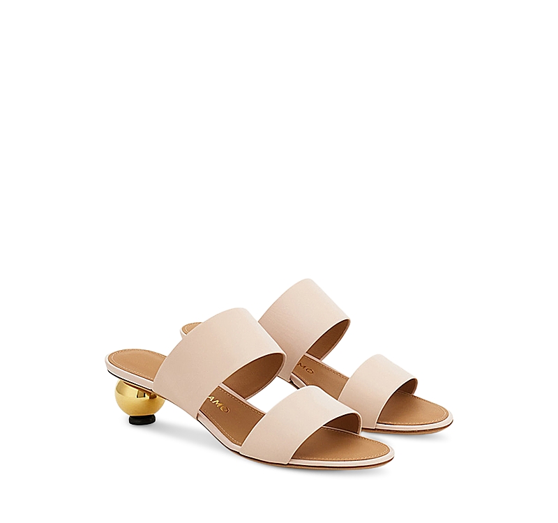 Ferragamo Women's Leather Bauble Heel Sandals