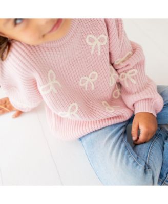 Girls' All Over Bows Knit Sweater - Big Kid