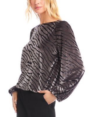 Blouson Sleeve Velvet Burnout Boatneck Top