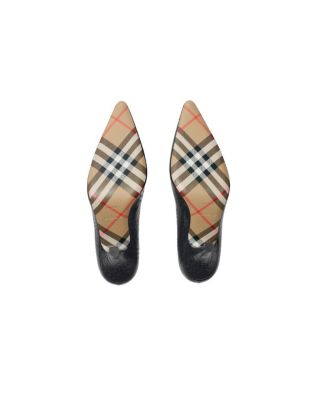 Women&#39;s Check Leather Dame High Pumps