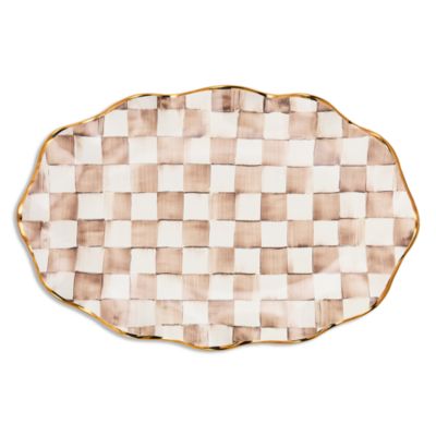 Mocha Check Ceramic Large Serving Platter