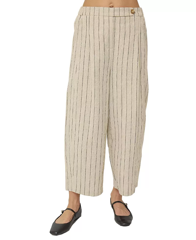Central Park West Women's Rose Mid Rise Pleated Straight Pant