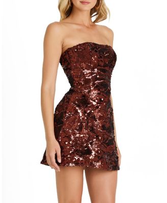Linda Sequin Strapless Mini Dress
