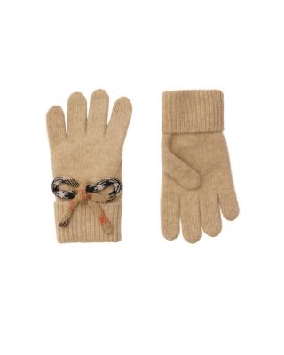 Unisex Check Bow Wool Cashmere Gloves