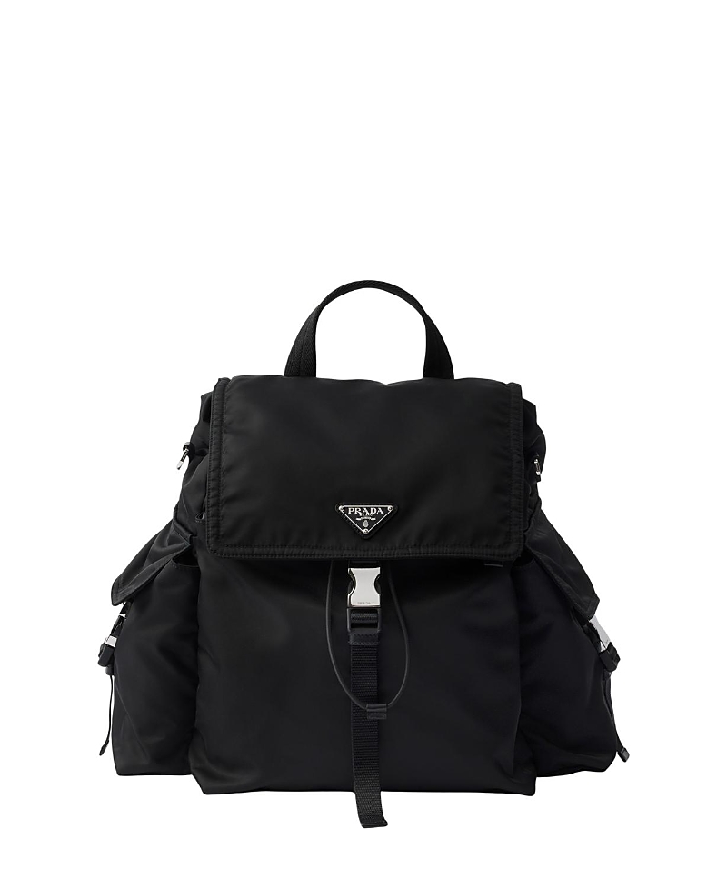 Prada Explore Re-nylon And Leather Backpack In Black