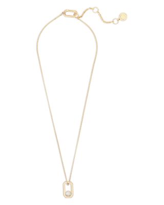 Imitation Pearl Pav&eacute; Hexagon Pendant Necklace, 16"