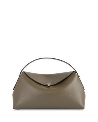 T-Lock Smooth Leather Convertible Top Handle Bag in Ash