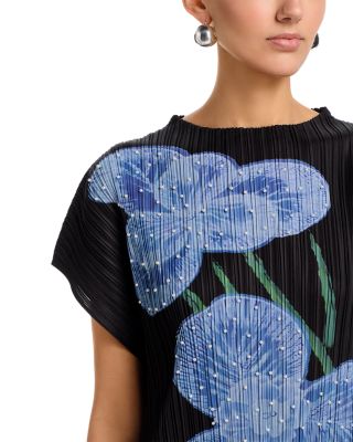 Beaded Appliqu&amp;eacute; Flower Crinkled Dress