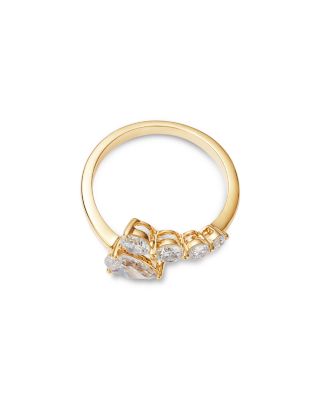 Luxe Collection Certified Lab Grown Diamond Graduated Round & Pear Ring in 14K Gold, 1.0 tcw