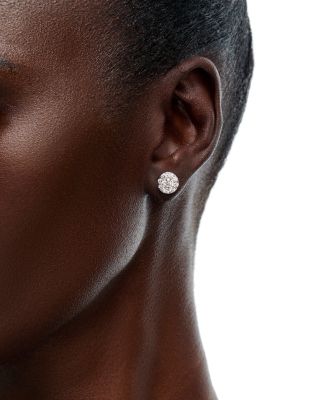 Diamond Cluster Stud Earrings in 14K White Gold, 1.50 tcw