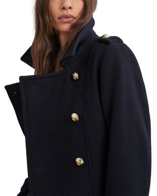 Farley Button Detail Double Breasted Coat