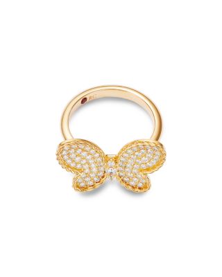 18K Yellow Gold Diamond Pav&eacute; Butterfly Jasmine Ring