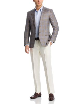 Siena Wool, Silk, & Linen M&eacute;lange Plaid Regular Fit Sport Coat