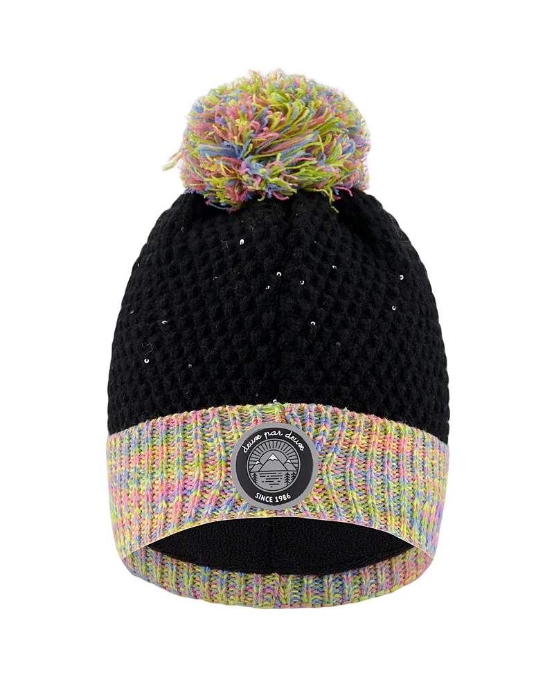 Deux par Girls' Lined Knit Hat with Pompom - Little Kid, Big Kid
