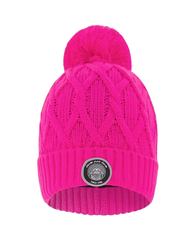 Deux Par Deux Girls' Lined Knit Pompom Hat - Little Kid, Big Kid In Pink