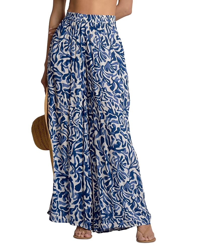 Elan Printed Wide Leg Pants In Blue