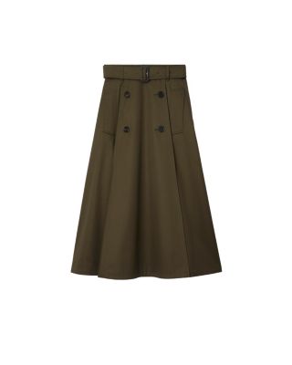  Gabardine Trench Midi Skirt