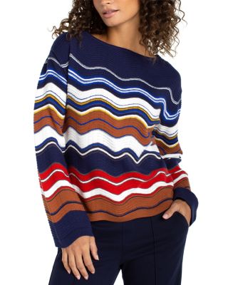 Boat Neck Scallop Hem Sweater 